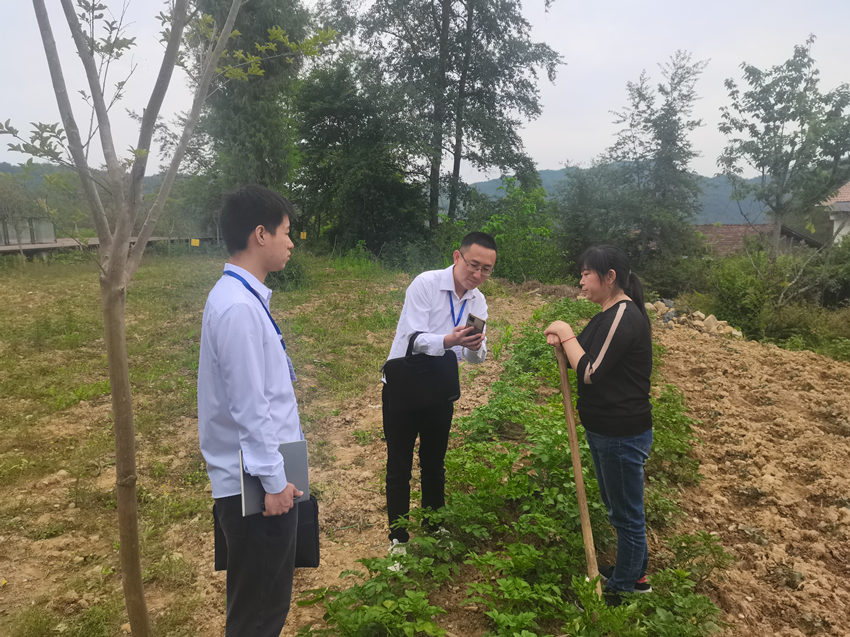 萬源市石塘片區協作組工作人員深入田間地頭向群眾反饋問題線索辦理情況。達州日報社供圖